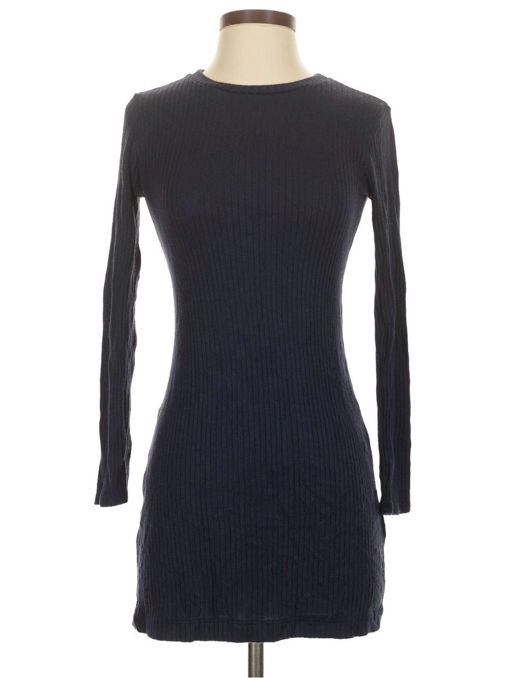 Reformation Jeans Ribbed Long-Sleeve Knit Dress - Dark Blue XS